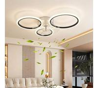 DHGIE LED Lámpara De Techo Con Ventilador Moderno Creatividad Doble Anillo Luz De Techo Con Ventilador Silencioso Ultrafino Velocidad De Viento Ajustable Sala Cuarto Fan Iluminación,Ø78cm