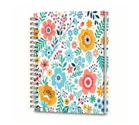 DHGPTS Spiral Journal Notebook, A5 Cute Notebooks for Women Men, College Ruled Hardcover Notebook for Work & Note Taking, 60 Pages Double-Wire Journals for Writing, Colorful Boho Floral