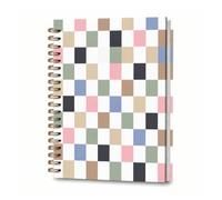 DHGPTS Spiral Journal Notebook, A5 Cute Notebooks for Women Men, College Ruled Hardcover Notebook for Work & Note Taking, 60 Pages Double-Wire Journals for Writing, Cute Checkerboard
