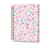 DHGPTS Spiral Journal Notebook, A5 Cute Notebooks for Women Men, College Ruled Hardcover Notebook for Work & Note Taking, 60 Pages Double-Wire Journals for Writing, Colorful Small Flowers
