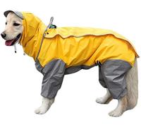 DHGTEP Chubasquero para Perros con Capucha Extraíble, Abrigos Ajustables para Perros a Prueba Agua con Patas Chaqueta Lluvia con Capucha Cuello de Agujero al Aire Libre Jumpsuit