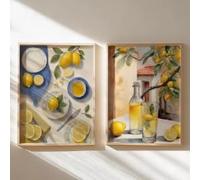 DHHXY 2 lienzos con diseño de árbol de limón, estilo mediterráneo, decoración de pared de verano para el hogar (40 x 60 cm x 2 unidades/Gallery Wrap)