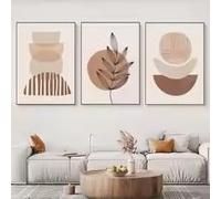 DHHXY - Cuadro abstracto bohemio minimalista sobre lienzo, arte de pared de mediados de siglo, luna, geométrico, neutro, impresiones modernas, decoración de pared (60x80cmx3/sin marco)