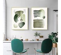 DHHXY - Cuadro abstracto geométrico verde sobre lienzo, estilo nórdico para decoración de pared (70 x 100 cm x 2 piezas/sin marco)