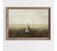 DHHXY Cuadro de pared de Jesús y ovejas, flores primaverales Jesús en lienzo, póster de Cristo, obras de arte religiosas para sala de estar (35 x 50 cm, sin marco)