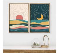 DHHXY Cuadro decorativo de pared con diseño de sol y luna, estilo moderno, estilo bohemio neutro, 40 x 60 cm x 2 piezas, lienzo de galería