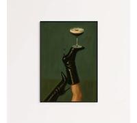 DHHXY Espresso & High Heels - Mural de melancolía femenina sobre lienzo, póster de estética de tinta minimalista apto para salón (75 x 110 cm/sin marco)