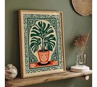 DHHXY Impresión sobre lienzo de planta de Monstera Bohemia de planta tropical retro con hoja verde, póster de pared para decoración moderna de granja (40 x 60 cm, sin marco)