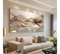 DHHXY Lienzo Impreso Abstracto con Líneas Planas 2D, Arte Moderno y Lujoso, Gran Póster de Arte en Lienzo Horizontal, Arte de Pared, Decoración del Hogar, Póster de Arte (130 x 65 cm/Marco de Galería)