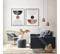 DHHXY Líneas abstractas Arco iris Beige Boho Póster Lienzo Pintura Arte Mural Impresión Imágenes Dormitorio Decoración de interiores Decoración del hogar (70 x 100 cm x 2 piezas/Sin marco)
