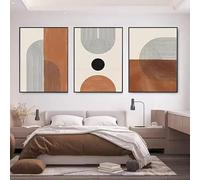 DHHXY Póster geométrico nórdico minimalista, cuadro bohemio abstracto, decoración del hogar (75 x 110 cm x 3/marco de galería)