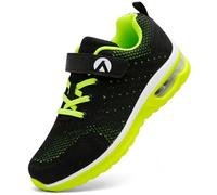 Dhinash Zapatillas Casual para Niño Zapatillas Deportivas Tenis Sin Cordones Calzados para Correr en Asfalto Zapatos de Escuela Exterior Interior Zapatos de Running Negro Verde Talla 39