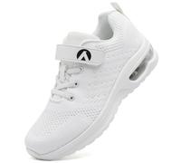 Dhinash Zapatillas Casual para Niño Zapatillas Deportivas Tenis Sin Cordones Calzados para Correr en Asfalto Zapatos de Escuela Exterior Interior Zapatos de Running Blanco Talla 37