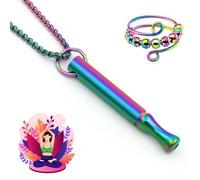 DHINCHANSAIB Collar de ansiedad, con anillos, ayuda para dejar de fumar, anillos para dejar de fumar, ataques de pánico, ayuda antiestrés, anillo de respiración, cadena de respiración para hombres y