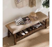 DHJUSPS Banco de Almacenamiento de Zapatos de Madera de Madera Retro con Hebilla Taburete tapizado para el Asiento para la Sala de Estar de Dormitorio Thriving