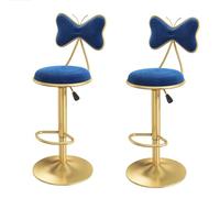 DHJUSPS Juego de 2 taburetes de Barra de Terciopelo Azul con Altura giratoria Ajustable 6080 cm de Patas de Metal y mostrador de Cocina Silla de Comedor para el hogar Empresa Thriving