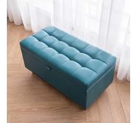 DHJUSPS Ottomans PU Taburete de Cuero Tocador Almacenamiento de taburetes Otomanos Cubos de Almacenamiento Cubos otomano con Almacenamiento para Sala de Estar (tamaño: 78x40x40cm, Color: Azul Marino)