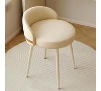 DHJUSPS Silla de tocador para Mujeres, cómoda Silla de Acento con Espalda Baja, Taburete de Maquillaje de Cuero Blanco Giratorio de Cuero PU Thriving