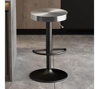 DHJUSPS Taburete de Barra de Acero Inoxidable Giratorio Moderno con Altura Ajustable y Taburete de Barra Redonda de reposapiés para Pub Bistro Cocina Cena Plateado+Empresa de Color Negro Thriving