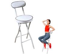 DHJUSPS Taburete de Barra de Desayuno Plegable portátil con Silla Alta Acolchada de Respaldo para la Altura de la Cocina de la Cocina al Aire Libre de 28 Pulgadas (Blanca) Enterprise Thriving