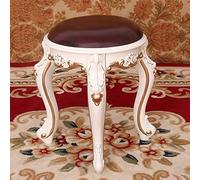 DHJUSPS Taburete de tocador de maquillaje con asiento acolchado grueso, patas de acero ABS para baño, dormitorio, tocador, patas blancas, cuero marrón, banco de maquillaje para empresas