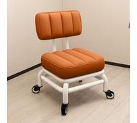 DHJUSPS Taburete Enrollable con Soporte Trasero y Ruedas giratorias para la Oficina del jardín doméstico cómodo Marco de Metal de Cuero PU Altura de Altura Corta Ajustable y portátil Thriving