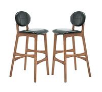 DHJUSPS Taburete Moderno de Barra de Madera de 2 con reposapiés y cojín PU Cushion Seat Green 75 cm Altura de Asiento Enterprise Thriving