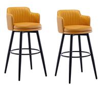 DHJUSPS Toturos de Barra giratorios Juego de 2 con Altura Trasera Taburos de Isla de Cocina para Barra de casa Asiento de Cuero de Cuero piernas de Metal de Blanco. Thriving