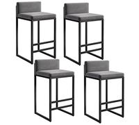 DHJUSPS Toturos de Barra tapizados de Terciopelo Modernos con la Parte Posterior para la Isla de Cocina Pub Pub de 4 sillas de Altura de Contador Gris Alto con Patas Negras Diseño Exquisito 25.6 '' H