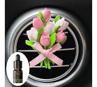 DHliIQQ Clip de ventilación difusor de aceite esencial para coche, ramo de flores de tulipán, aromaterapia, perfume, ambientador, mini ramo de coche, clip de ventilación de coche, decoración interior