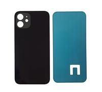 DHLK® Repuesto Tapa Trasera en Vidrio, cuberta baterià Compatible con iPhone 12 | Big Hole SIN Logo (Negro)