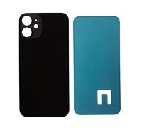 DHLK® Repuesto Tapa Trasera en Vidrio, cuberta baterià Compatible con iPhone 12 Mini | Big Hole SIN Logo (Negro)