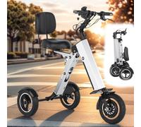 DHMYDPDZ Triciclo eléctrico Plegable de 3 Ruedas con Respaldo para Adultos, Ligero, con batería extraíble de 36 V y 7,8 Ah, Marcha atrás e Interruptor de Llave para desplazamientos y Viajes.