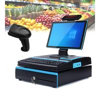 DHMYYXGS Pantalla Táctil 15,6 Pulgadas,Caja Registradora,Teclado,Impresora Integrada 58 Mm, Cajón Automático,Gestión Inventario + Pago Múltiple,Dueños Tiendas/Comerciantes Single Single