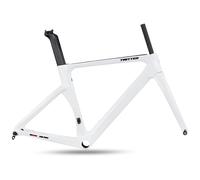 DHNCBGFZ Cuadro De Bicicleta Carretera 700C 46 Cm/48 Cm/50 Cm/52 Cm/54 Cm Aleación De Aluminio Freno De Disco Horquilla De Fibra Carbono Eje Pasante F12 X 100 Mm R12 X 142 Mm(Bianco,48cm)