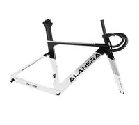 DHNCBGFZ Cuadro De Bicicleta Carretera 700C 47/51/54/56/58 Cm Cuadro Carbono Carreras Freno De Disco Eje Pasante F12 X 100 Mm R12 X 142 Mm Horquilla Y Manillar De Fibra Carbono(Grey White,58CM)