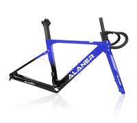 DHNCBGFZ Cuadro De Bicicleta Carretera 700C 47/51/54/56/58 Cm Fibra De Carbono Freno De Disco Eje Pasante 12 X 100 Mm/12 X 142 Mm Enrutamiento Interno Y Horquilla(Blue,58CM)