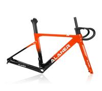 DHNCBGFZ Cuadro De Bicicleta Carretera 700C 47/51/54/56/58 Cm Fibra De Carbono Freno De Disco Eje Pasante 12 X 100 Mm/12 X 142 Mm Enrutamiento Interno Y Horquilla(Orange,51CM)