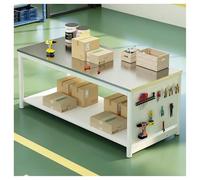 DHNDSDP Banco de Trabajo Mesa Trabajos Taller Doble Capa con Panel Perforado CE Trabajoes Cocina Estación Embalaje Estantería 3 en 1 Superficie Ampliada Amplia Capacidad Almacenamiento
