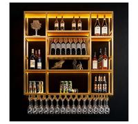 DHNDSDP Botellero con Portavasos Tubos Cuadrados de Alta Resistencia Acabado de Esmalte Horneado a Alta Temperatura Botelleros para Montar en La Pared Encimera de Mármol Amplio Espacio(Gold)