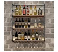 DHNDSDP Botellero de 3 Niveles con Soporte para Copas Colgante Estilo Industrial Hecho de Madera Y Metal Botelleros de Pared Alta Capacidad de Carga Fácil de Instalar Acabado