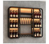 DHNDSDP Botellero de Hierro Forjado para Montar la Pared con Barra Invertida para Vasos Botelleros Estructura Metálica Negra H100 Cm (39,4") Diseño con Esquinas Redondeadas Estantes