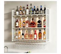 DHNDSDP Botellero de Pared Botelleros Metálico de Tres Niveles Efecto de Iluminación LED con Sensor Incluye Soporte para Copas Invertido Construcción de Una Sola Pieza Diseño(White,31.5x9.8x35.8)