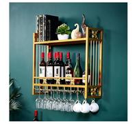 DHNDSDP Botellero de Pared con Barra Incluye Soporte Invertido para Copas con Ganchos Botelleros Comercial Construcción de Una Sola Pieza H61 Cm (24") Acabado Lacado(Gold,39.7x8.7x24)
