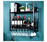 DHNDSDP Botellero de Pared con Barra Incluye Soporte Invertido para Copas con Ganchos Botelleros Comercial Construcción de Una Sola Pieza H61 Cm (24") Acabado Lacado(Black,39.7x8.7x24)