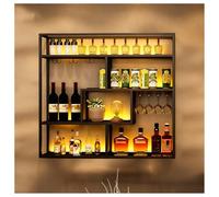 DHNDSDP Botellero de Pared con Iluminación LED Acabado Metálico Negro Botelleros 3 Niveles Ganchos Y Soporte for Vasos Invertido Recubrimiento en Polvo Construcción una Sola