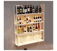 DHNDSDP Botellero de Pared con Iluminación LED Estructura Metálica con Soporte Invertido for Botellas Botelleros Comercial Construcción de Una Sola Pieza Diseño de Cuatro Niveles(White)