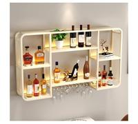 DHNDSDP Botellero de Pared con Iluminación LED Estructura Metálica Diseño Esquinas Redondeadas Estantes Almacenamiento 2 Niveles Botelleros para El Hogar H70 Cm (27,6")(White,39.4x5.9x27.6)