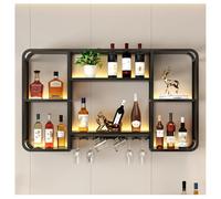 DHNDSDP Botellero de Pared con Iluminación LED Estructura Metálica Diseño Esquinas Redondeadas Estantes Almacenamiento 2 Niveles Botelleros para El Hogar H70 Cm (27,6")(Black,31.5x5.9x27.6)