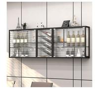 DHNDSDP Botellero de Pared con Puertas de Vidrio Templado Estructura Metálica Negra Botelleros Doméstico Incluye Soporte Invertido for Copas Mecanismo de Puerta con Pulsador